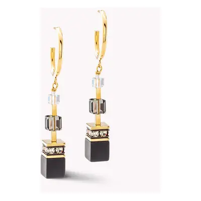 Coeur De Lion Deluxe Geocube Earrings Gold Onyx For Women