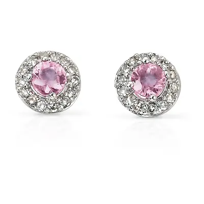 Fine Jewellery by John Greed 9ct White Gold Pink Sapphire & Diamond Stud Earrings For Women