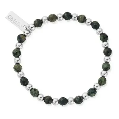 ChloBo Men's Junior Silver Kambaba Jasper Ball Bracelet