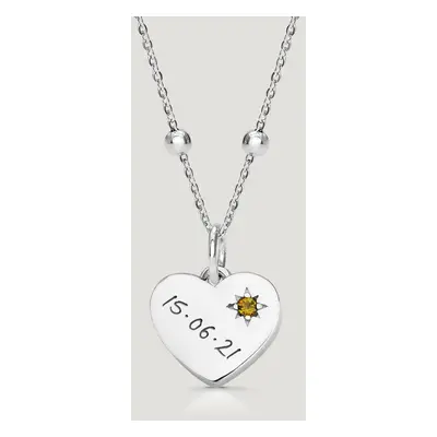 John Greed CANDY Love Silver & Citrine Heart Handwriting Necklace For Women