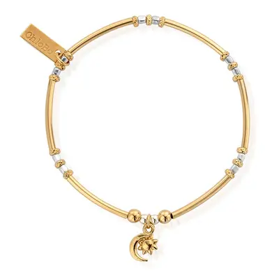 ChloBo Gold Plated & Silver Dainty Moon & Sun Bracelet For Women