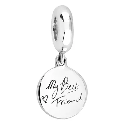 John Greed Signature Silver Disc Handwriting Pendant Charm For Women