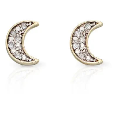 Fine Jewellery by John Greed 9ct Gold Moon Diamond Stud Earrings For Women