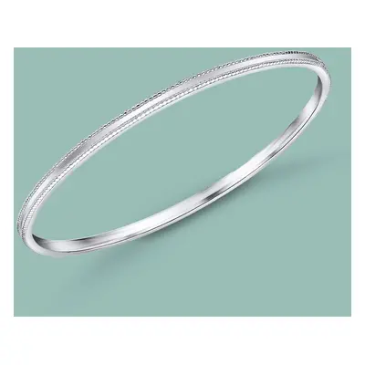 John Greed Portrait Identity Silver Milgrain Bangle For Women