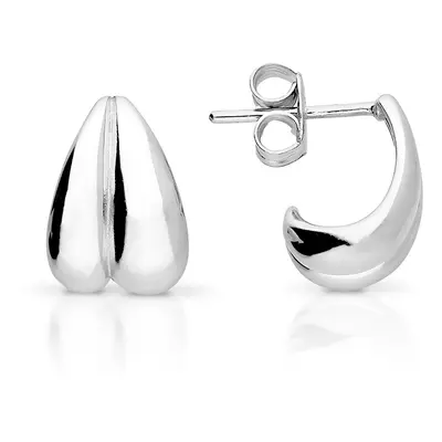 John Greed Signature Silver Double Curved Stud Earrings For Women