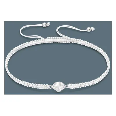 John Greed Tempest Cove Silver Shell Adjustable White Thread Bracelet For Women