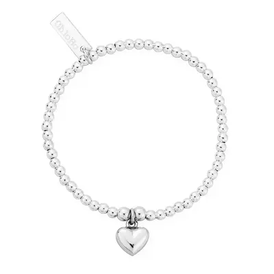 ChloBo Children's Silver Cute Charm Puffed Heart Bracelet For Women