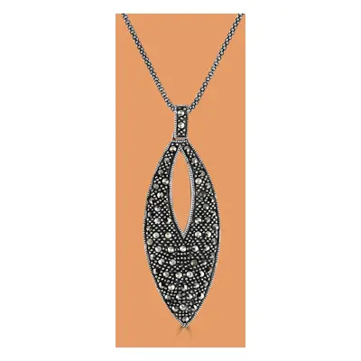 John Greed Signature Silver Marcasite Leaf Necklace For Women