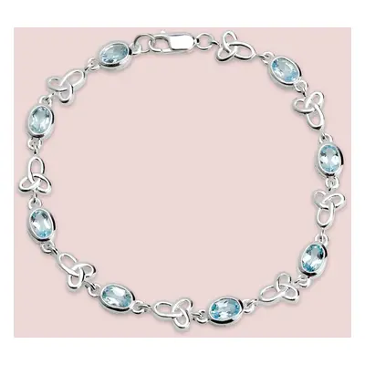 John Greed Signature Silver Blue Topaz Celtic Link Bracelet For Women