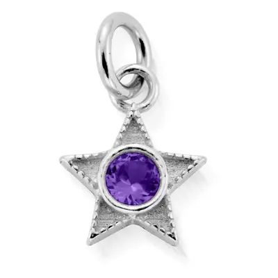 ChloBo Silver February Amethyst CZ Birthstone Mini Star Pendant For Women