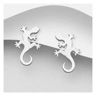 John Greed Signature Silver Plain Lizard Stud Earrings For Women