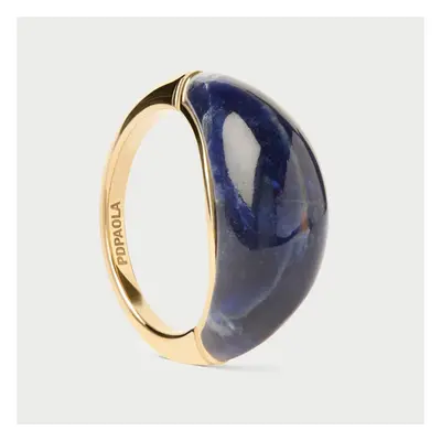 PDPAOLA Gold Plated Sodalite Cosmos Stamp Ring For Women