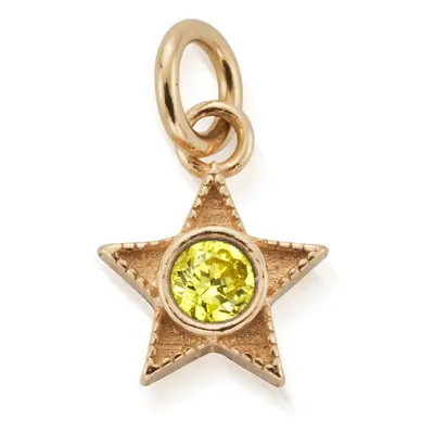 ChloBo Gold Plated November Yellow Topaz CZ Birthstone Mini Star Pendant For Women