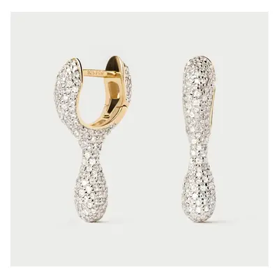 PDPAOLA Gold Plated Pave Ray Hoop Earrings For Women