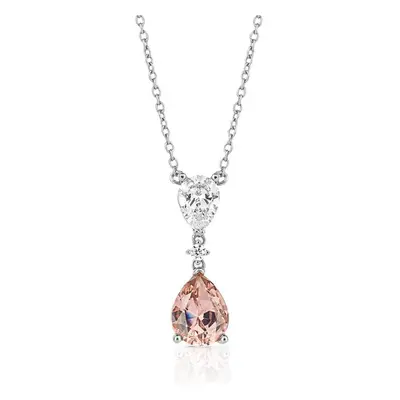 Diamonfire Silver Pink Zirconia Teardrop Necklace For Women