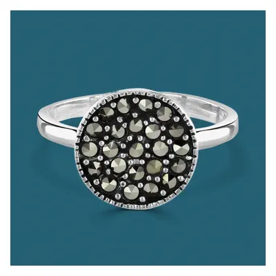 John Greed Signature Silver Marcasite Round Ring For Women