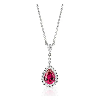 Diamonfire Silver Ruby Zirconia Teardrop Pave Necklace For Women