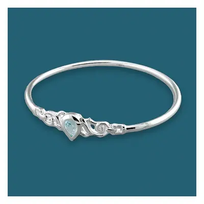 John Greed Signature Silver Blue Topaz Swirl Bangle For Women