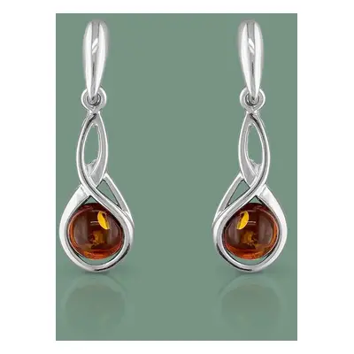 John Greed Signature Silver Amber Loop Drop Earrings For Women