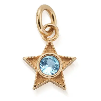 ChloBo Gold Plated March Aquamarine CZ Birthstone Mini Star Pendant For Women