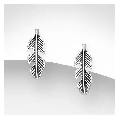 John Greed Signature Silver Cut Feather Stud Earrings