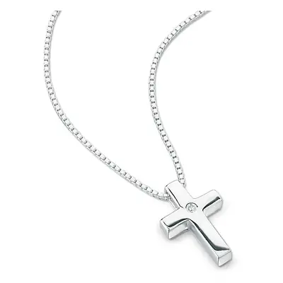 D for Diamond Children's Silver & Diamond Cross Necklace