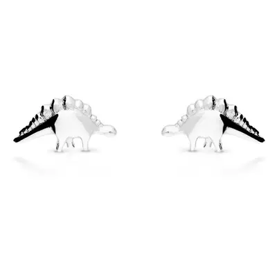 John Greed Signature Children's Silver Stegosaurus Stud Earrings For Women