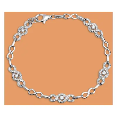 John Greed Signature Silver CZ Loop Bracelet For Women