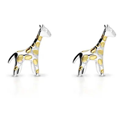 John Greed Signature Children's Silver & Gold Giraffe Stud Earrings For Women