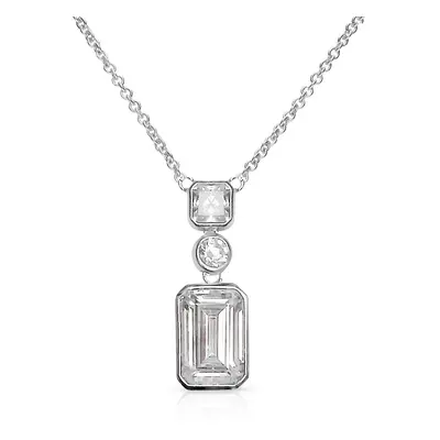 Diamonfire Silver Zirconia Tri-Stone Drop Necklace For Women