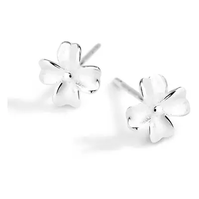 John Greed Signature Silver Clover Stud Earrings For Women