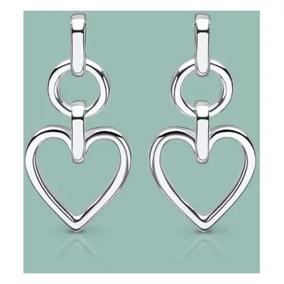 John Greed Portrait Muse Silver Open Heart Link Drop Earrings For Women