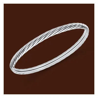 John Greed Portrait Sketch Silver Twisted Rope Bangle For Women