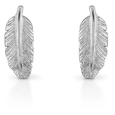 John Greed Signature Silver Bird Feather Stud Earrings For Women