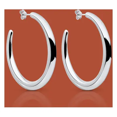 John Greed Portrait Series 1 Silver Polished Chunky Hoop Earrings For Women