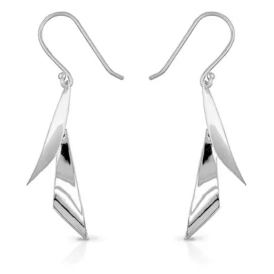 John Greed Signature Silver Pointed Drop Earrings For Women