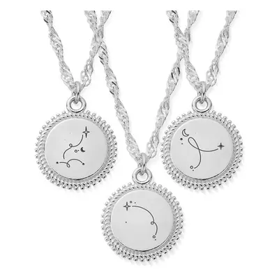 ChloBo Silver Zodiac Personalised Moon Coin Necklace For Women