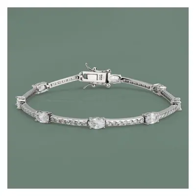 John Greed Signature Silver CZ Strand Bracelet For Women