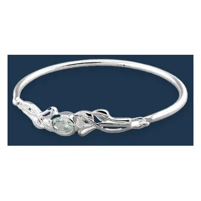 John Greed Signature Silver Blue Topaz Oval Bangle For Women