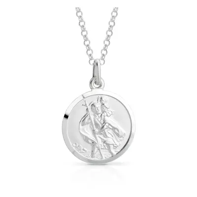 John Greed Signature Silver Polished St Christopher Necklace