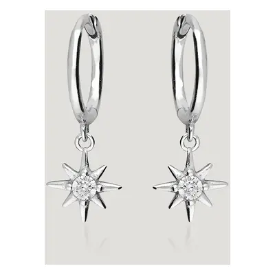 John Greed CANDY Sky Silver CZ Star Huggie Hoop Earrings For Women