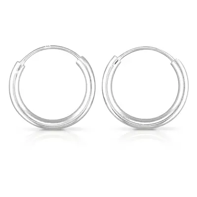 John Greed Signature Silver Thick Simple Sleeper Hoop Earrings For Women