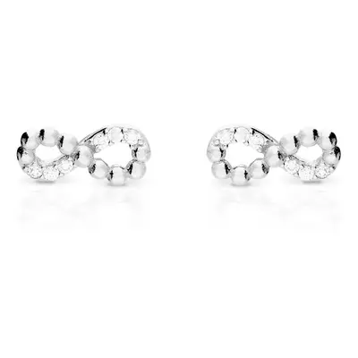 John Greed Signature Silver CZ Beaded Infinity Stud Earrings For Women