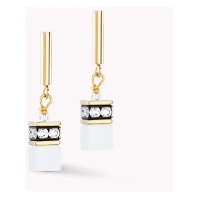 Coeur De Lion Classic GEOCUBE Earrings Gold White For Women