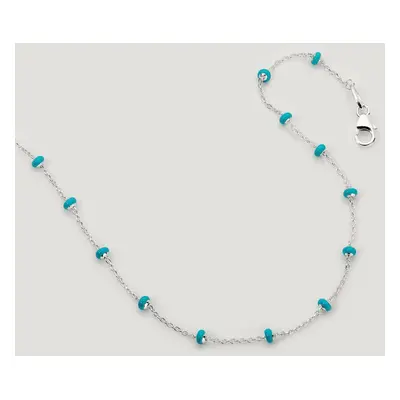 John Greed CANDY Sky Silver Enamel Turquoise Bead Anklet For Women