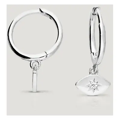 John Greed CANDY Desert Silver CZ Evil Eye Drop Hoop Earrings For Women