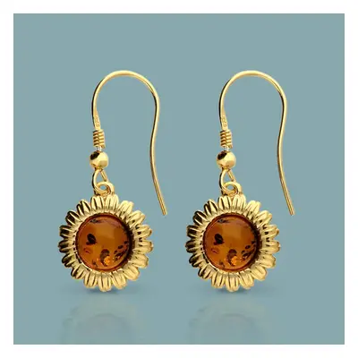 John Greed Tempest Meadow Gold Plated Amber Sunflower Drop Earrings For Women