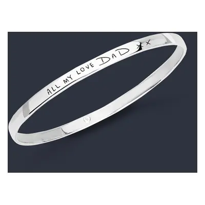 John Greed Portrait Identity Silver 4mm Classic Handwriting Bangle For Women