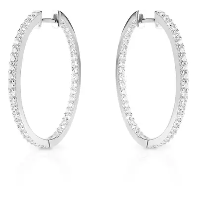 John Greed Signature Silver CZ Front & Back Hoop Earrings For Women