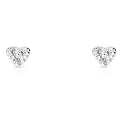 John Greed Signature Silver Triple CZ Small Heart Stud Earrings For Women